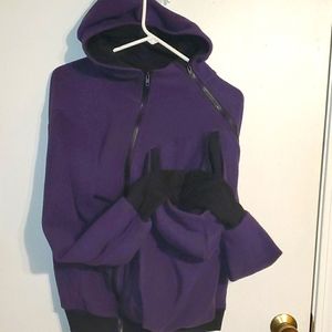 Yimeixiu maternity XL purple kangaroo pouch baby carrying hooded zip swe…